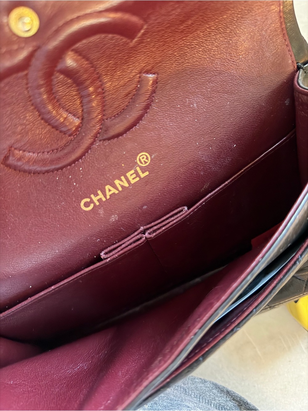 Authentic CHANEL Quilted Lambskin Shoulder Bag in Black with Gold Hardware - Picture 4 of 7